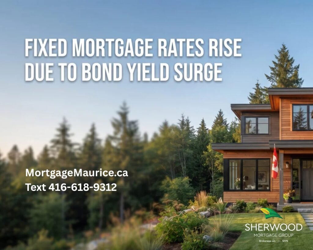 Modern Canadian home exterior representing the impact of fixed mortgage rates rising due to bond yield surges