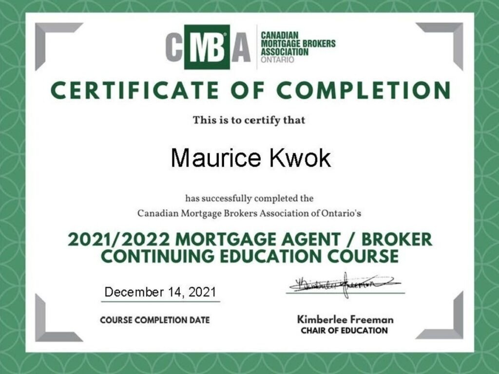 CMBA Ontario Mortgage Broker Continuing Education – 2021/2022